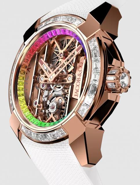 Jacob & Co. EPIC X ROSE GOLD BAGUETTE (RAINBOW INNER RING) Watch Replica EX100.43.BD.BC.ABRUA Jacob and Co Watch Price